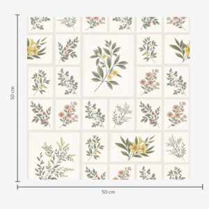 Carta da parati Motivo botanico con fiori e foglie incorniciati