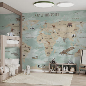 Carta da parati Mappa del mondo per bambini