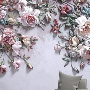 Carta da parati Rose volumetriche sul muro