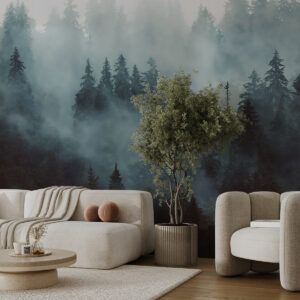 Carta da parati Bella foresta nella nebbia