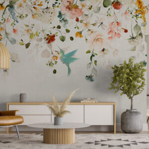 Carta da parati Fiori e colibrì