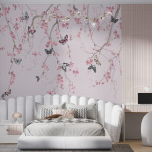 Carta da parati Fiori e farfalle di Sakura