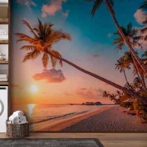Carta da parati Spiaggia paradisiaca e grande palma