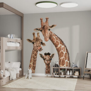 Carta da parati Un'allegra famiglia di giraffe