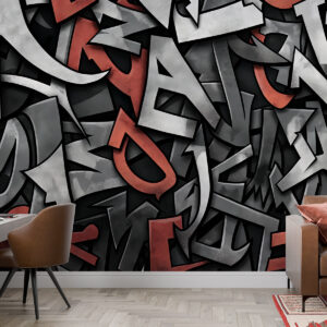 Carta da parati Lettere maiuscole Graffiti in colore rosso