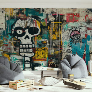 Carta da parati Graffiti colorati in stile Basquiat