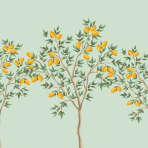 Carta da parati Albero di limone, sfondo verde
