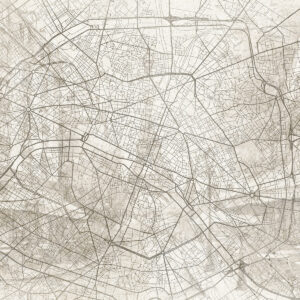 Carta da parati Mappa della città di Parigi, disegno al tratto, architettura, Francia, colori beige