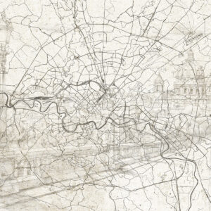 Carta da parati Mappa della città di Roma, disegno al tratto, architettura, Italia, colori beige