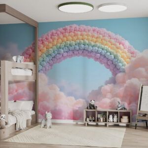 Carta da parati Arcobaleno soffice su nuvole, dipinto