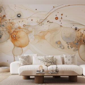 Carta da parati Arte astratta a inchiostro, stile fluido, tavolozza di colori beige