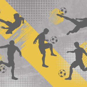 Carta da parati Sagome di giocatori di calcio su sfondo astratto