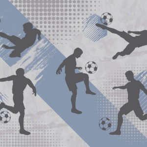 Carta da parati Sagome di giocatori di calcio su sfondo astratto