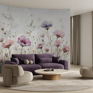 Carta da parati Fiori acquerellati in stile grunge