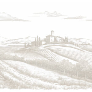 Carta da parati Paesaggi della Toscana, Italia, vigneti, natura, vecchio castello, colori beige