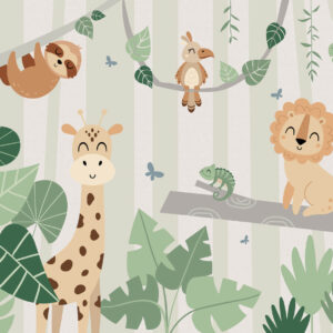 Carta da parati Paesaggio con animali tropicali