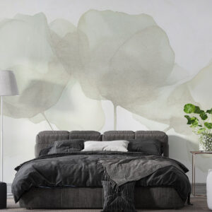 Carta da parati Bellissimi fiori, colori pastello tenui, minimalismo, naturale, rustico, beige e verde