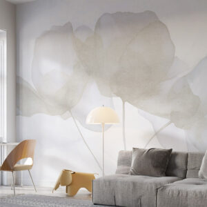 Carta da parati Bellissimi fiori, colori pastello tenui, minimalismo, naturale, rustico, beige e blu