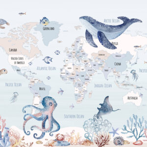 Carta da parati Mondo sommerso con mappa del mondo