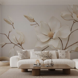 Carta da parati Fiori di magnolia in delicate tonalità pastello