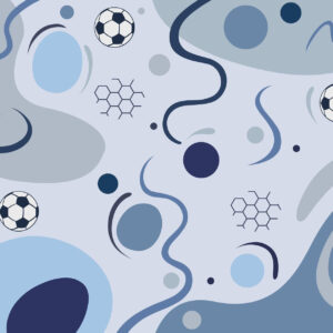 Carta da parati Forme astratte colorate, palloni da calcio e diagrammi