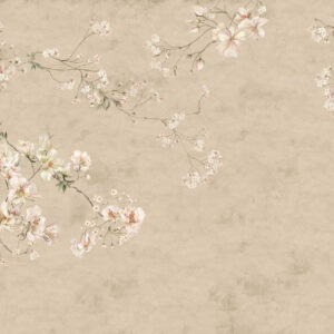 Carta da parati Rami floreali in stile chinoiserie su uno sfondo beige caldo