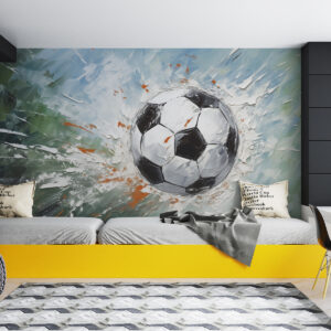 Carta da parati Pallone da calcio volante pittura a olio arte astratta