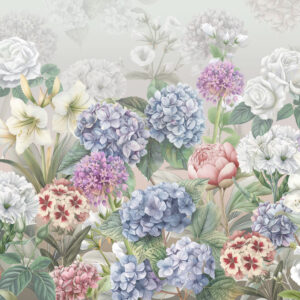 Carta da parati Magico giardino estivo con fiori dai colori pastello