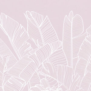Carta da parati Foglie di banano tropicali colore rosa minimalismo nuova tendenza