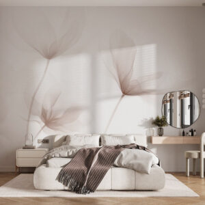 Carta da parati Fiori beige ariosi in stile minimalista e leggero