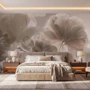 Carta da parati Petali di magnolia color crema in stile astratto